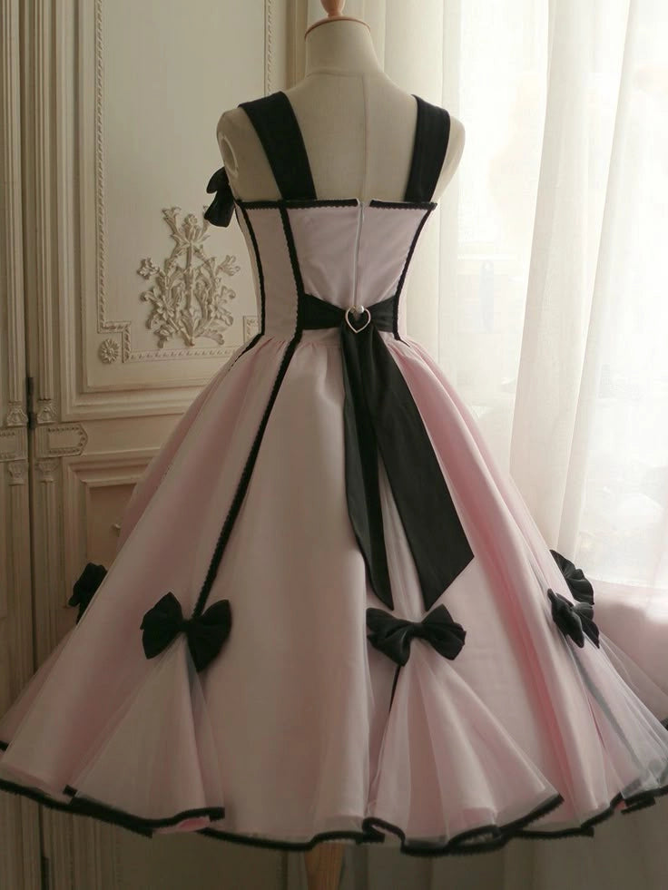 Aimishang Sweet Pink Straps A Line Sleeveless Formal Homecoming Dress Lovely Birthday Party Dress With Bows