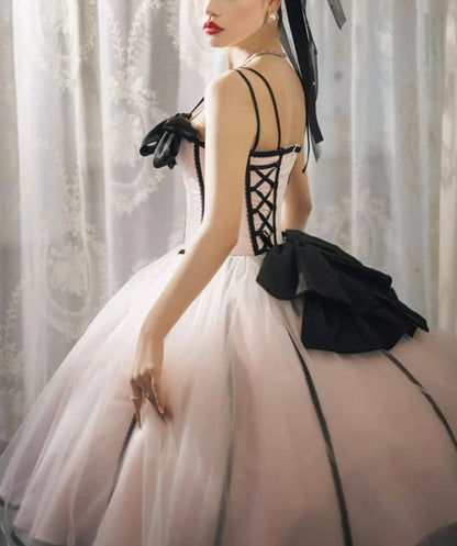 Aimishang Sweet Spaghetti Straps Pink A Line Sleeveless Tulle Formal Homecoming Dress Lovely Birthday Party Dress With Bows