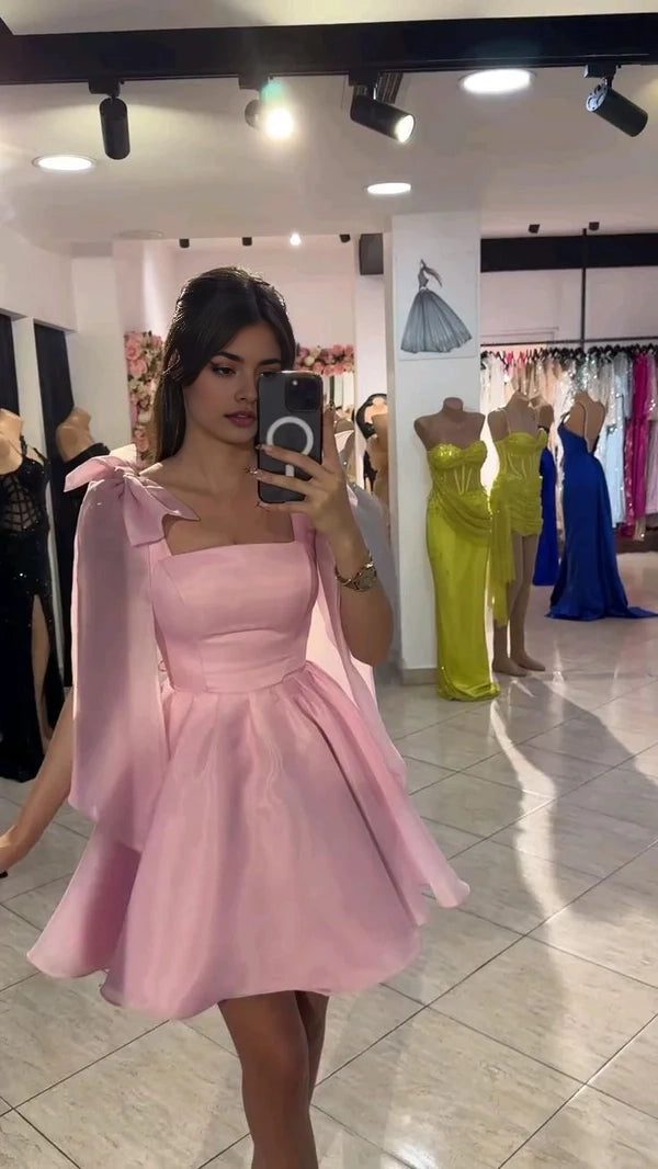 Aimishang Sweet Square Neck A-Line Sleeveless Short Birthday Party Dress Lovely Homecoming Dress