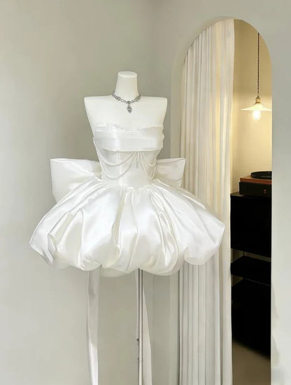 Aimishang Sweet Strapless A Line Satin Short 16th Birthday Party Dress Cute Homecoming Dress