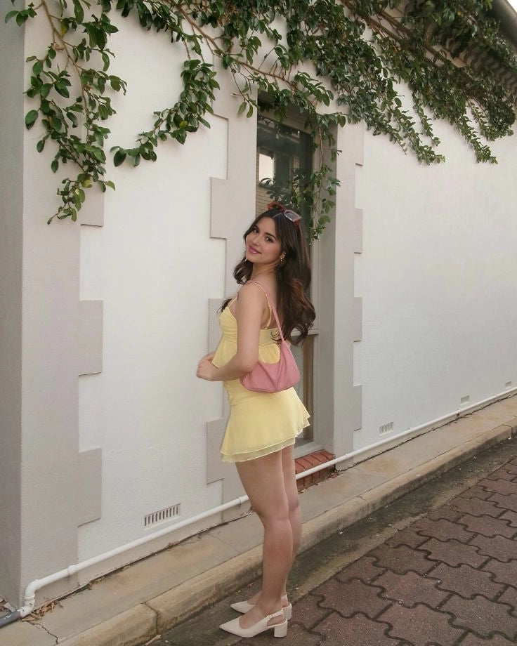 Aimishang Sweet Two Piece Spaghetti Straps Yellow Sleeveless Short Homecoming Dress Summer Mini Birthday Party Dress