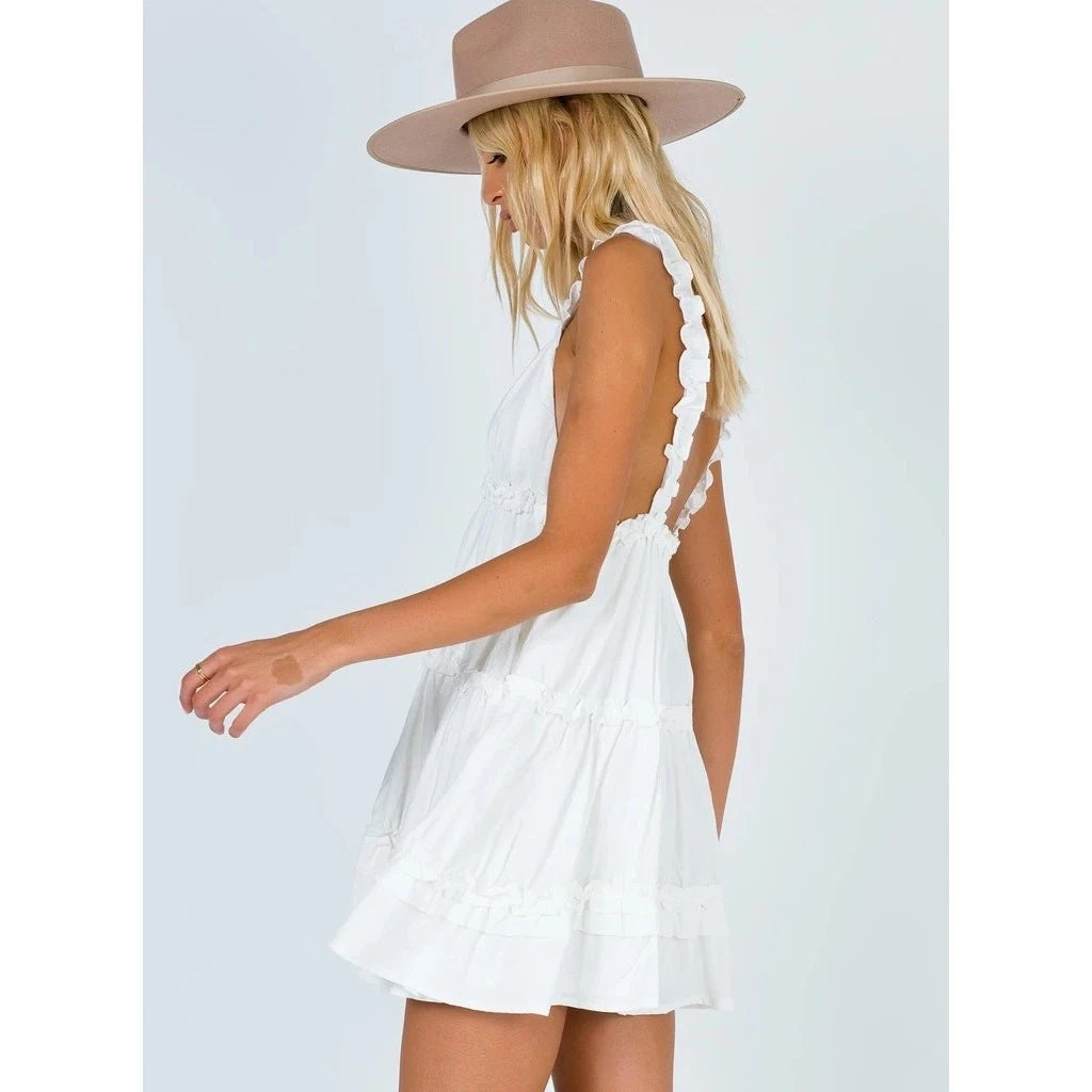 Aimishang Sweet A-Line Straps V-neck Homecoming Dress Short Vacation Beach Dress Lovely Birthday Party Dress