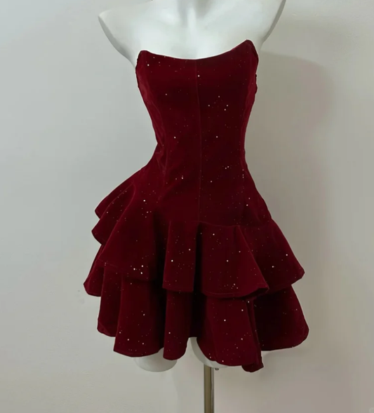 Aimishang Sweetheart A Line Strapless Shiny Zip-up back Homecoming Dress Lovely Short Graduation Dress Cute Birthday Party Dress