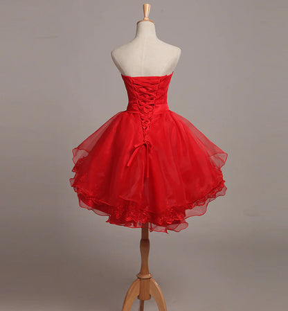 Aimishang Sweet A Line Strapless Tulle Lace Homecoming Dress Lovely Graduation Dress Cute Short Birthday Party Dress