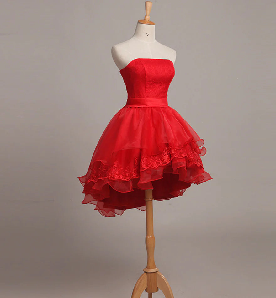 Aimishang Sweet A Line Strapless Tulle Lace Homecoming Dress Lovely Graduation Dress Cute Short Birthday Party Dress
