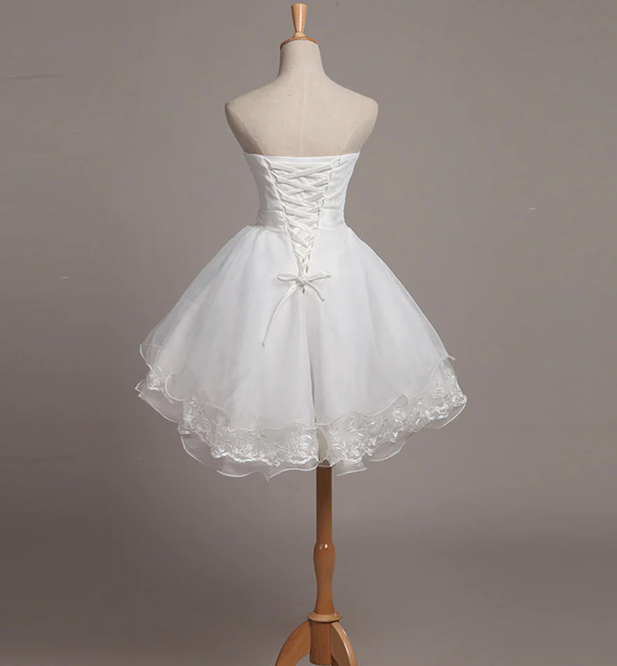 Aimishang Sweet A Line Strapless Tulle Lace Homecoming Dress Lovely Graduation Dress Cute Short Birthday Party Dress