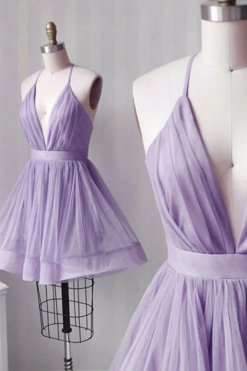 Aimishang Sweet A Line Straps V-neck Tulle Homecoming Dress Lovely Graduation Dress Cute Short Birthday Party Dress
