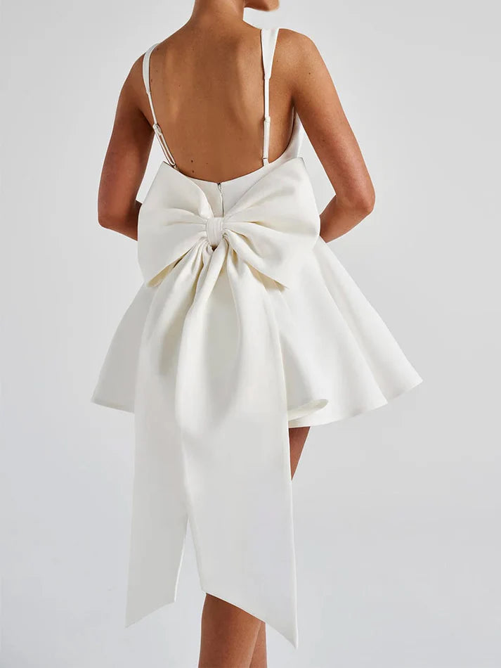 Aimishang Sweet A-Line Square Neck Pleated Homecoming Dresses with Bow Short Graduation Dress Lovely Birthday Party Dress