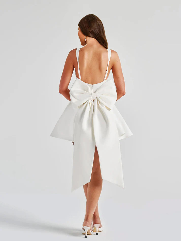 Aimishang Sweet A-Line Square Neck Pleated Homecoming Dresses with Bow Short Graduation Dress Lovely Birthday Party Dress