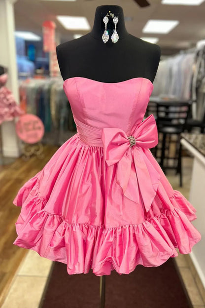 Aimishang Sweetheart A-Line Strapless Short Homecoming Dress with Bow Charming Graduation Dress Lovely Birthday Party Dress
