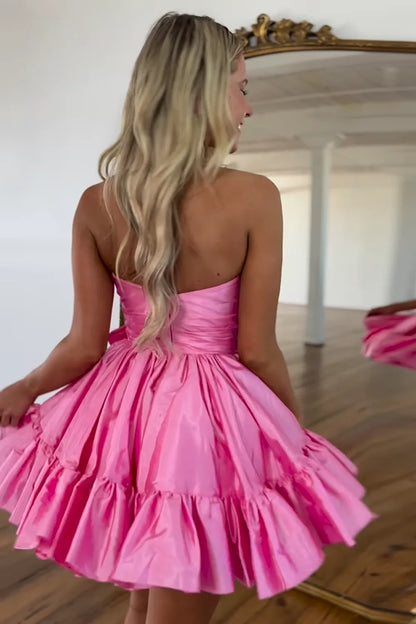 Aimishang Sweetheart A-Line Strapless Short Homecoming Dress with Bow Charming Graduation Dress Lovely Birthday Party Dress