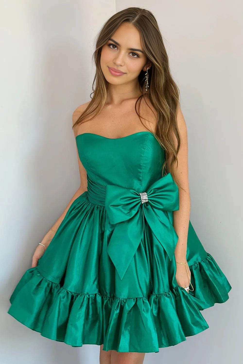 Aimishang Sweetheart A-Line Strapless Short Homecoming Dress with Bow Charming Graduation Dress Lovely Birthday Party Dress