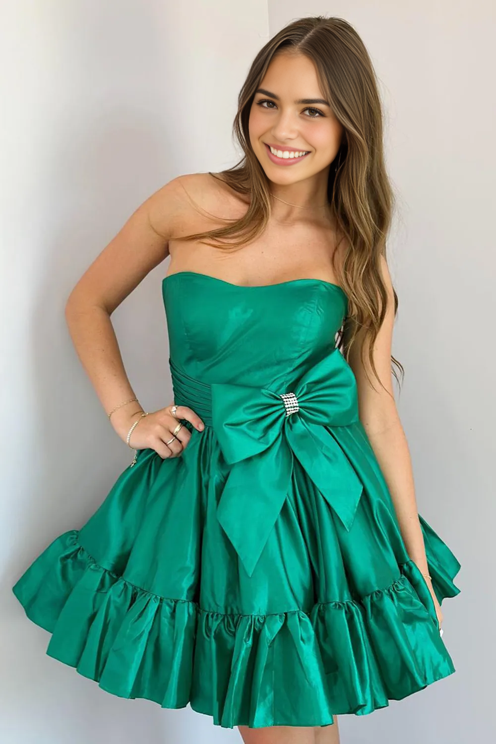 Aimishang Sweetheart A-Line Strapless Short Homecoming Dress with Bow Charming Graduation Dress Lovely Birthday Party Dress
