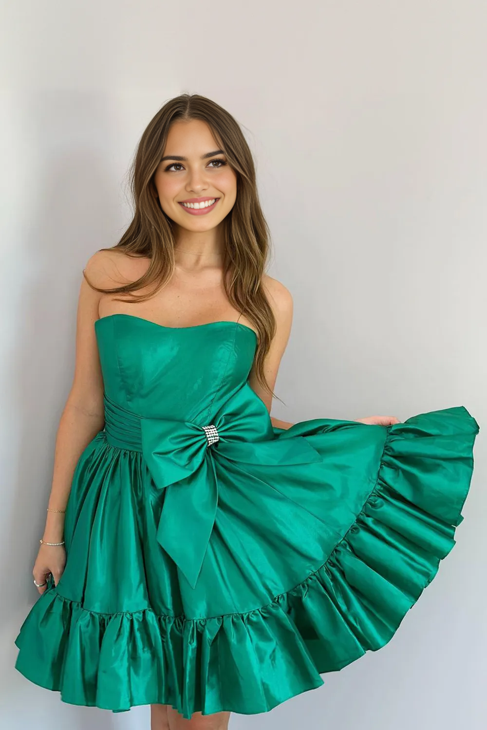 Aimishang Sweetheart A-Line Strapless Short Homecoming Dress with Bow Charming Graduation Dress Lovely Birthday Party Dress