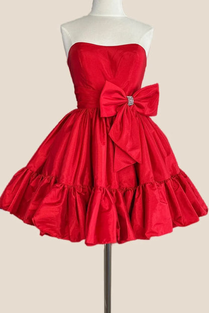 Aimishang Sweetheart A-Line Strapless Short Homecoming Dress with Bow Charming Graduation Dress Lovely Birthday Party Dress