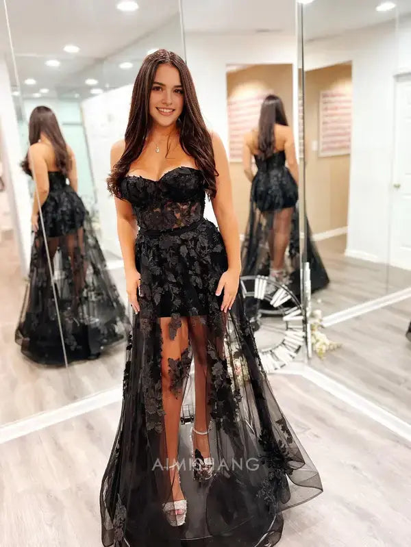 Aimishang Sweetheart A-line Strapless Prom Dress Charming Evening Party Dress Sexy Homecoming Dress with Appliques