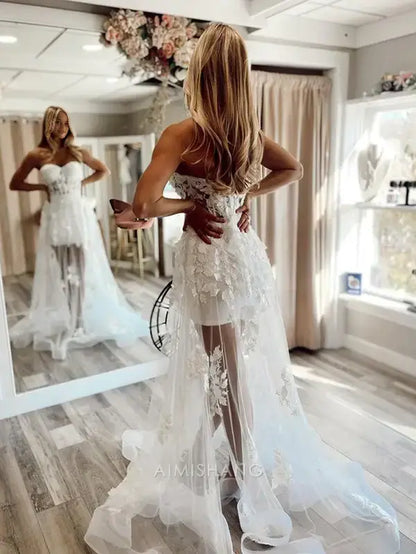 Aimishang Sweetheart A-line Strapless Prom Dress Charming Evening Party Dress Sexy Homecoming Dress with Appliques