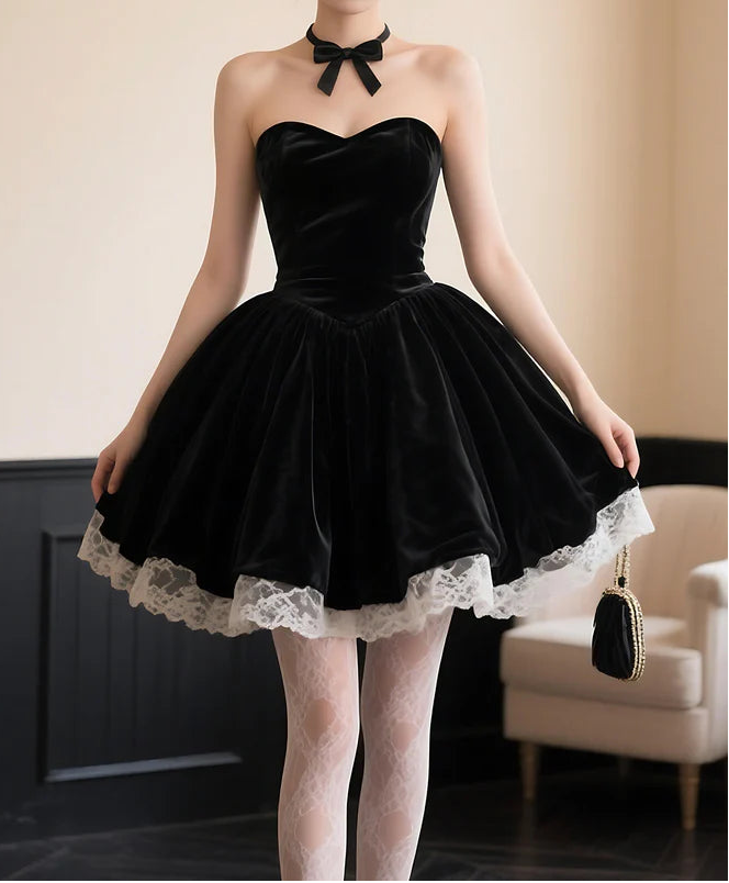 Aimishang Sweetheart A Line Black Strapless Short Party Prom Dress Lovely Sleeveless Homecoming Dress