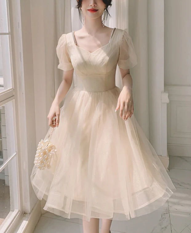 Aimishang Sweet A Line Short Sleeves Homecoming Dress Cute Tulle Short Prom Dress Elegant Formal Dress Wholesale