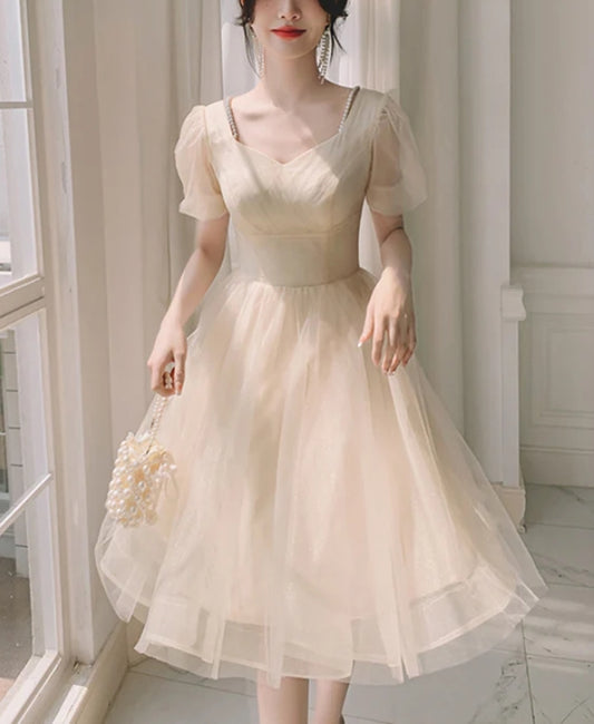 Aimishang Sweet A Line Short Sleeves Homecoming Dress Cute Tulle Short Prom Dress Elegant Formal Dress Wholesale