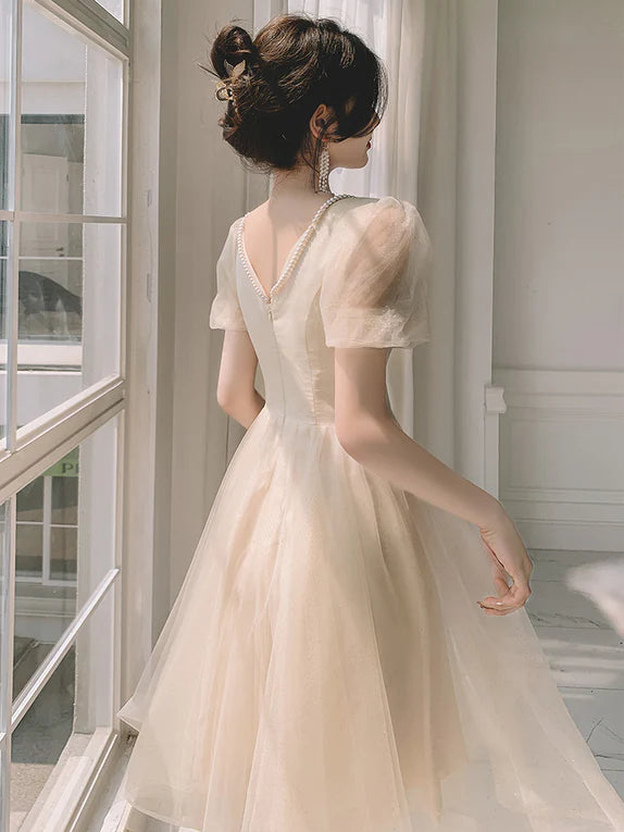 Aimishang Sweet A Line Short Sleeves Homecoming Dress Cute Tulle Short Prom Dress Elegant Formal Dress Wholesale