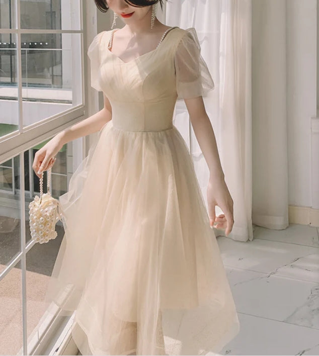 Aimishang Sweet A Line Short Sleeves Homecoming Dress Cute Tulle Short Prom Dress Elegant Formal Dress Wholesale