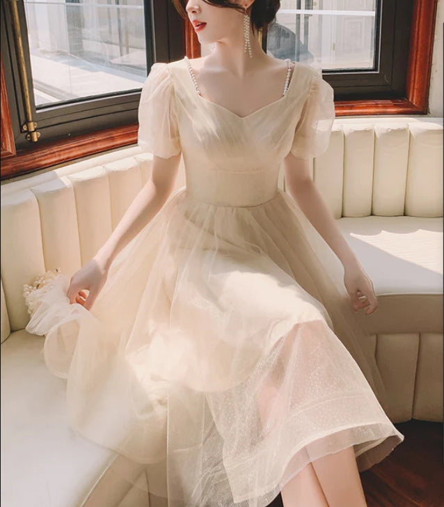 Aimishang Sweet A Line Short Sleeves Homecoming Dress Cute Tulle Short Prom Dress Elegant Formal Dress Wholesale