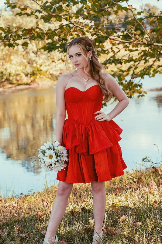 Aimishang Sweetheart A Line Strapless Homecoming Dress Lovely Graduation Dress Cute Short Birthday Party Dress
