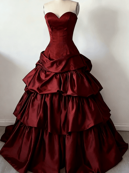 Aimishang Sweetheart A Line Strapless Sleeveless Evening Party Dress Classy Tiered Long Formal Prom Dress