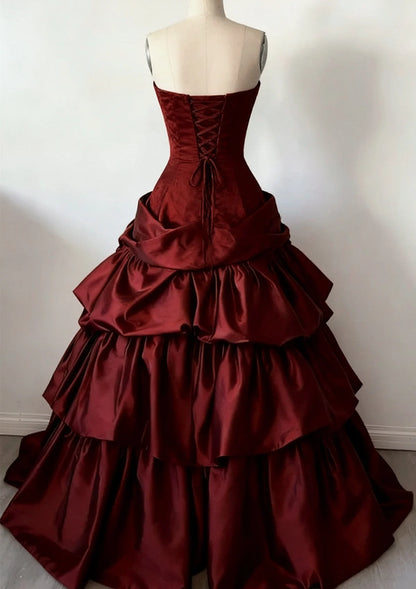 Aimishang Sweetheart A Line Strapless Sleeveless Evening Party Dress Classy Tiered Long Formal Prom Dress