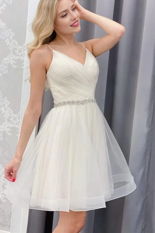 Aimishang Sweetheart A Line V-neck Tulle Homecoming Dress Lovely Graduation Dress Cute Short Birthday Party Dress