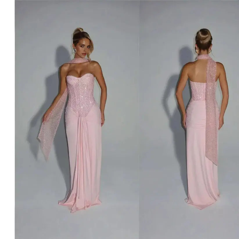 Aimishang Sweetheart Sheath Strapless Long Formal Prom Dress Sleeveless Charming Evening Gown Elegant Party Graduation Dress