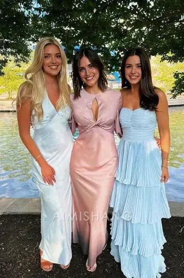 Aimishang Sweetheart Strapless A-Line Tiered Long Prom Dress Charming Party Dress Elegant Wedding Guest Dress