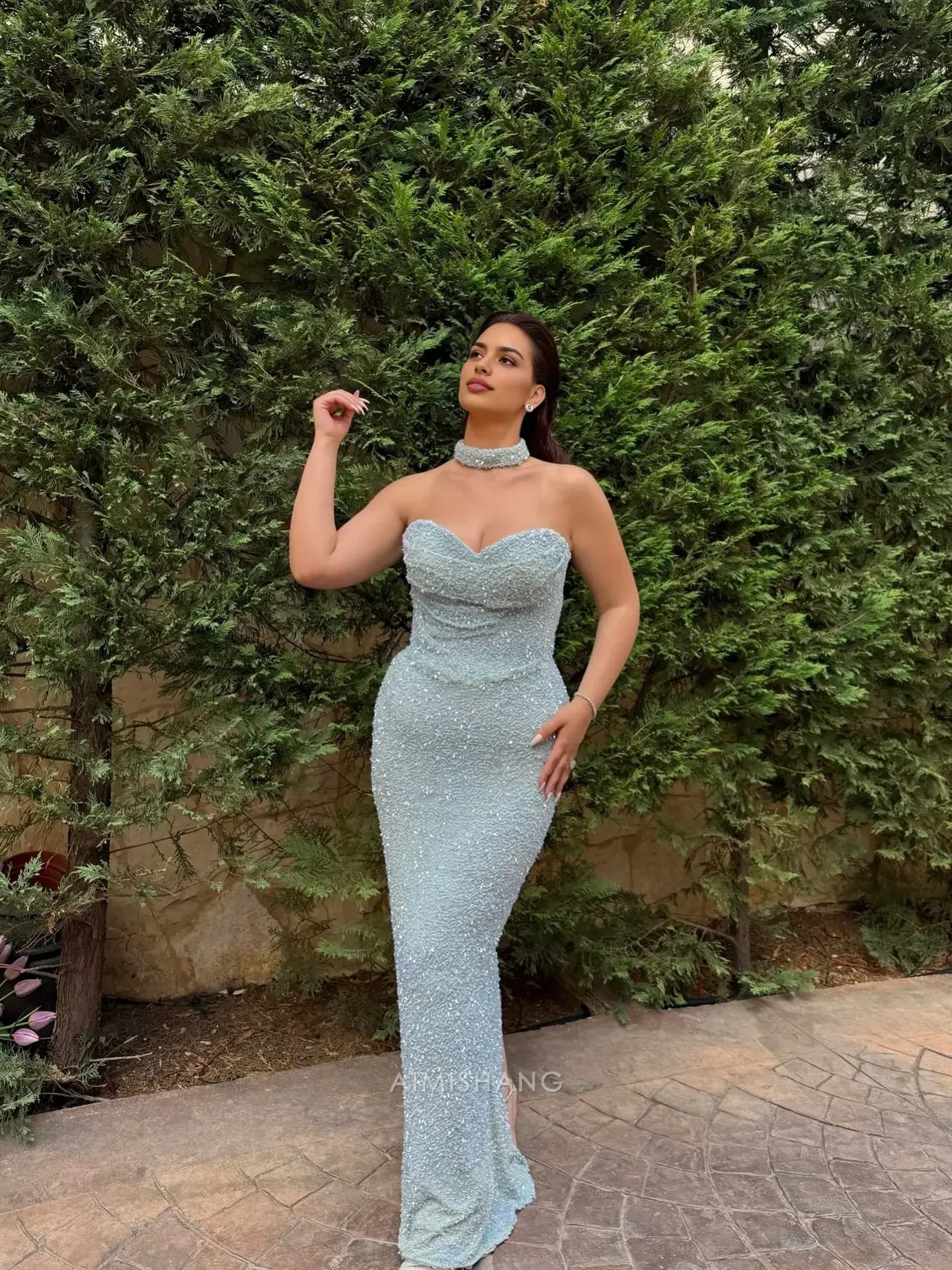 Aimishang Sweetheart Strapless Sleeveless Long Formal Prom Dress Charming Evening Gown Sexy Party Dress
