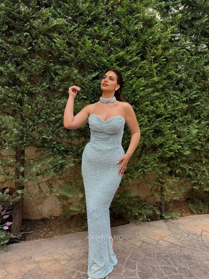 Aimishang Sweetheart Strapless Sleeveless Long Formal Prom Dress Charming Evening Gown Sexy Party Dress