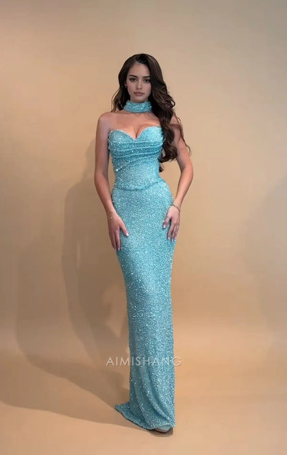 Aimishang Sweetheart Strapless Sleeveless Long Formal Prom Dress Charming Evening Gown Sexy Party Dress