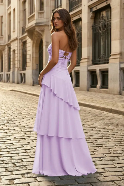 Aimishang Sweetheart Strapless Sleeveless Ruffle Wedding Guest Dress Elegant Long Party Prom Dress