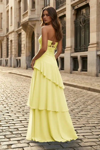 Aimishang Sweetheart Strapless Sleeveless Ruffle Wedding Guest Dress Elegant Long Party Prom Dress