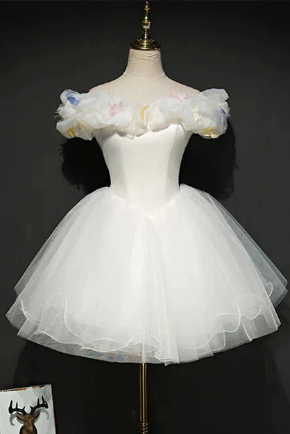Aimishang A Line Tulle Short Off Shoulder Homecoming Dress Lovely Graduation Dress Cute Party Dress Formal Dress