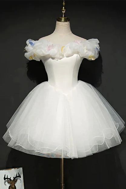 Aimishang A Line Tulle Short Off Shoulder Homecoming Dress Lovely Graduation Dress Cute Party Dress Formal Dress