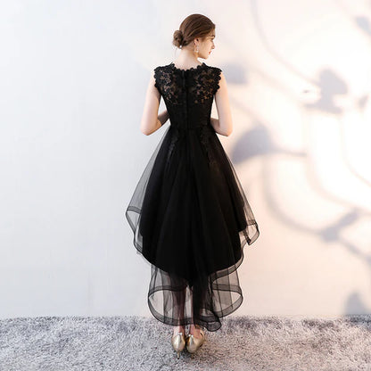 Aimishang Black Tulle High Low Party Dress Homecoming Dress Sleeveless Elegant Graduation Dress
