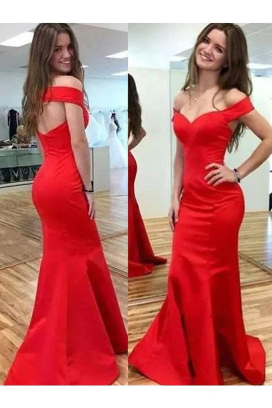 Wholesale Trumpet/Mermaid Sleeveless Off-The-Shoulder Satin Dresses