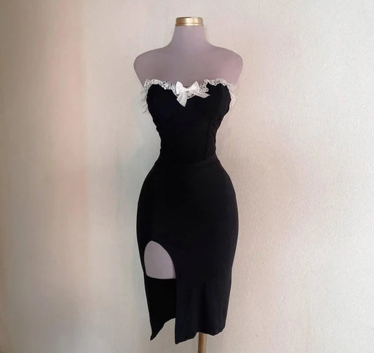 Aimishang Vintage Sheath Strapless Sweetheart Neck Cocktail Dress Lovely Birthday Party Dress Cute Homecoming Dress