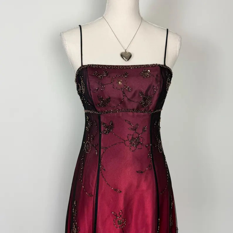 Aimishang Vintage Spaghetti Straps Exquisite Beaded Tulle Long Prom Dress Charming Evening Party Dress Elegant Women's Dresses