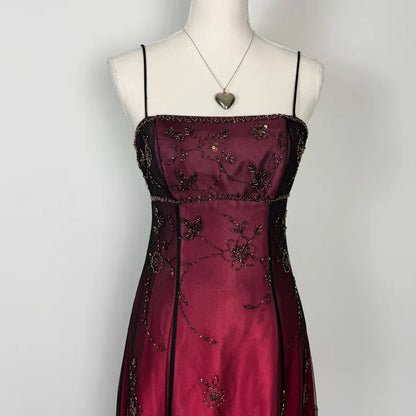 Aimishang Vintage Spaghetti Straps Exquisite Beaded Tulle Long Prom Dress Charming Evening Party Dress Elegant Women's Dresses