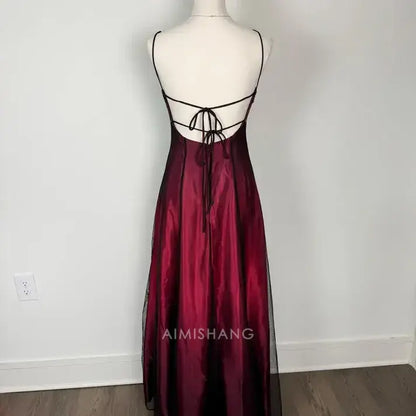 Aimishang Vintage A Line Spaghetti Straps Sleeveless Long Formal Prom Dress Elegant Party Evening Gown Charming Wedding Guest Dress
