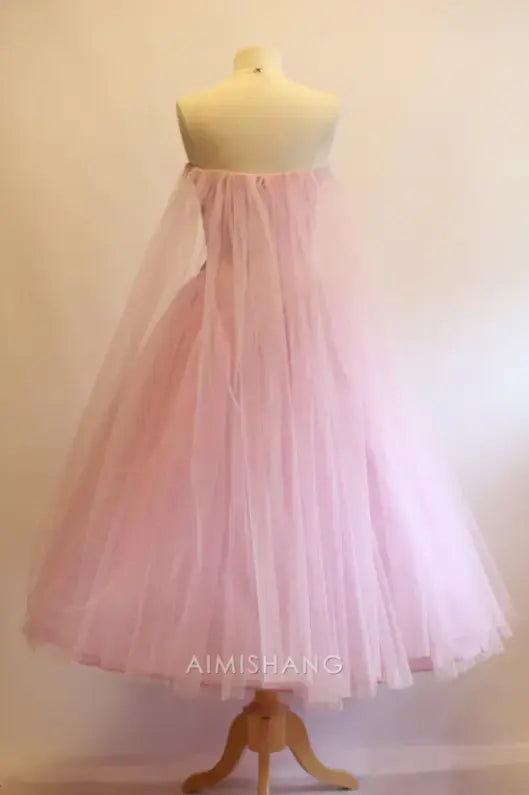 Aimishang Vintage A Line Sweetheart Strapless Tulle Homecoming Dress Sleeveless Elegant Formal Prom Dress Cute Evening Party Dress