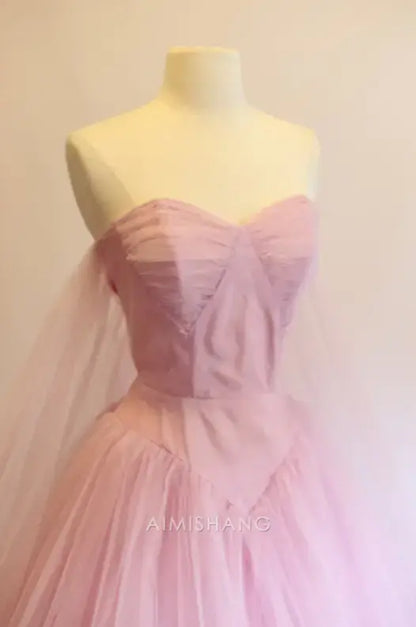 Aimishang Vintage A Line Sweetheart Strapless Tulle Homecoming Dress Sleeveless Elegant Formal Prom Dress Cute Evening Party Dress
