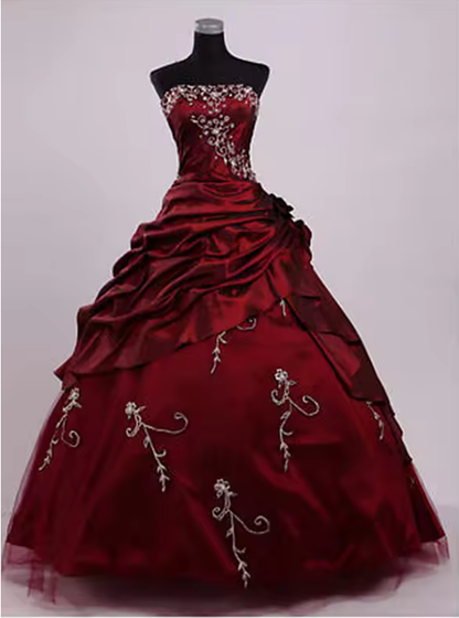 Aimishang Vintage Ball Gown Strapless Sleeveless Ruched Evening Party Dress Elegant Long Formal Prom Dress