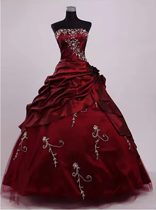 Aimishang Vintage Ball Gown Strapless Sleeveless Ruched Evening Party Dress Elegant Long Formal Prom Dress